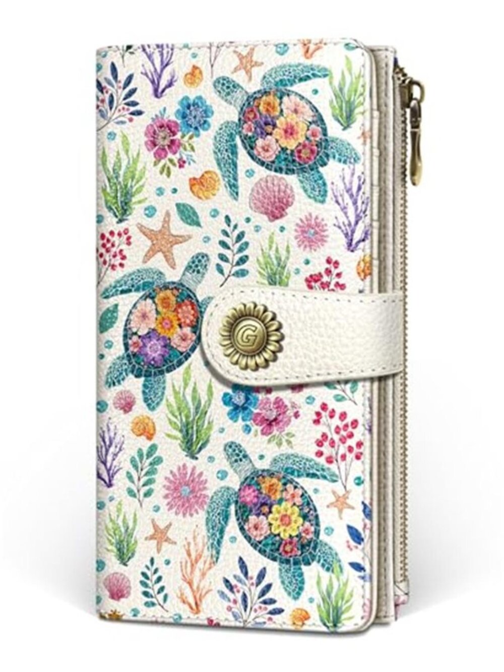 New Sea Turtle Women Wallet RFID Blocking, Credit Card Holder Bifold